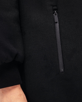 Women's Quilted Lining Long Wool Crepe Bomber Jacket