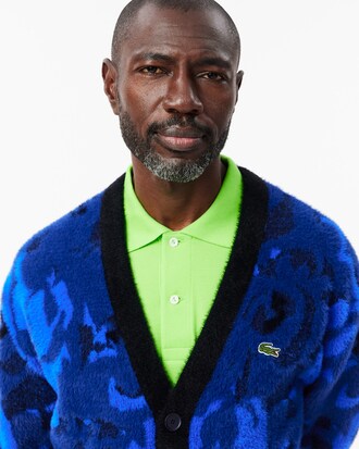 Relaxed Fit Intarsia Jacquard Cardigan