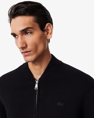 Cotton and Wool Knit Bomber Jacket