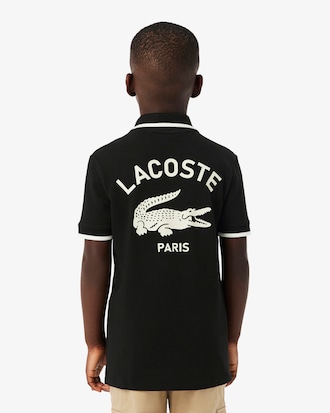 Stripe Collar Petit Piqu&eacute; Polo Shirt