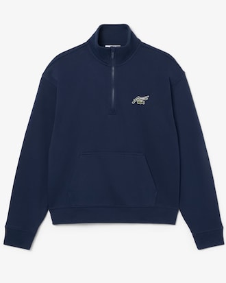 High Neck Zipped Fleece Badge Sweatshirt