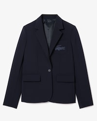 Embroidered Logo Slim Fit Wool Blazer