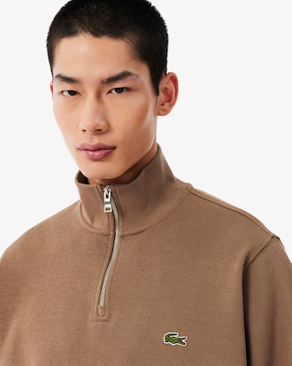 Zip-Up High Neck Interlock Sweatshirt