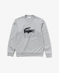 Men's Crew Neck Crocodile Print Fleece Sweatshirt
