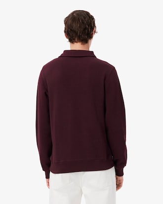 Ribbed Cotton Polo Collar Sweatshirt
