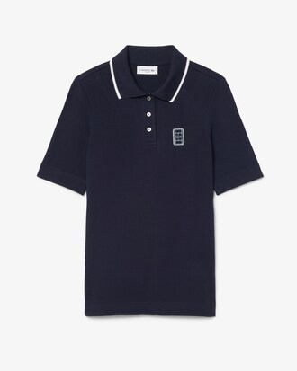 Slim Fit Two Tone Badge Accent Polo Shirt
