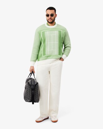 Tennis Court Graphic Jacquard Sweater