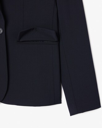 Embroidered Logo Slim Fit Wool Blazer