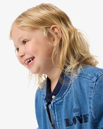 Padded Badge Accent Denim Bomber Jacket