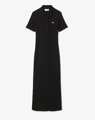 Long Ribbed Cotton Polo Dress
