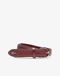 Women's Lacoste Engraved Round Buckle Texturised Leather Belt