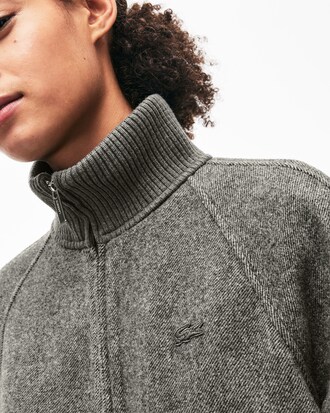 Women's Straight Fit Stand-Up Neck Wool Blend Zip Coat