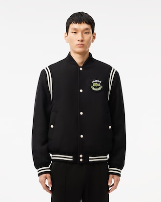 Wool Contrast Badge Varsity Jacket