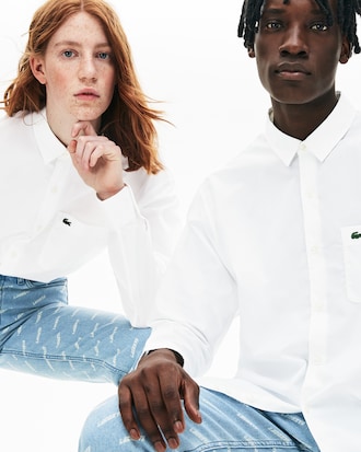 Unisex Lacoste LIVE Boxy Fit Decorative Overstitching Shirt