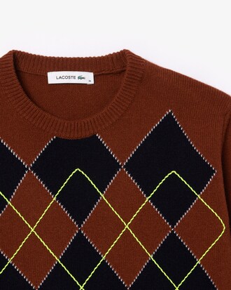 Embroidered Argyle Intarsia Sweater