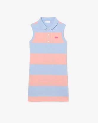Sleeveless Striped Petit Piqu&eacute; Polo Dress
