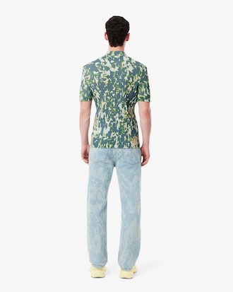 Straight Leg Print Motif Denim Jeans