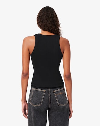 Slim Fit Pointelle Knit Cotton Tank Top