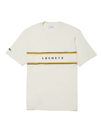 Men's Crew Neck Lacoste Lettered Piqu&eacute; Panel Cotton T-shirt