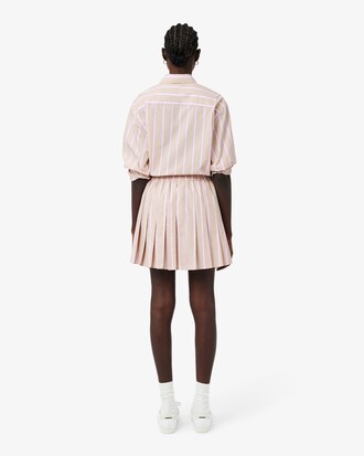 Poplin Short Striped Pleated Skirt