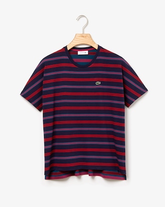 Women's Crew Neck Colourblock Striped Front And Back T-shirt