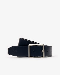 Men's Double Buckle Reversible Satin And Grained Leather Belt