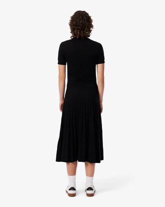 Cashmere Blend Polo Collar Pleated Dress