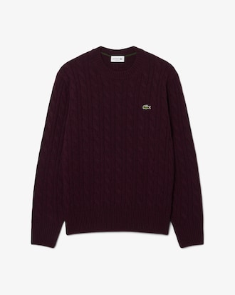 Cable Knit Wool Crew Neck Sweater