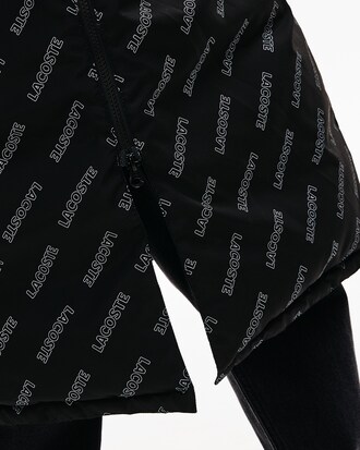 Men's Lacoste LIVE Print Lining Long Reversible Quilted Jacket