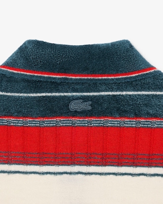 Runway Textured Striped Polo Collar Sweater