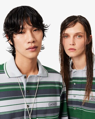 Lacoste x Wang Yibo Loose Fit Striped Piqu&eacute; Polo Shirt