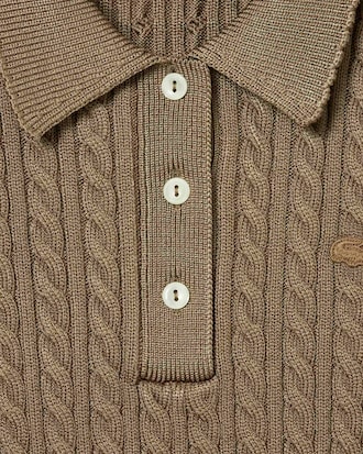 Runway Cable Knit Polo Collar Sweater