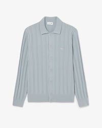 Fluid Ribbed Polo Collar Cardigan