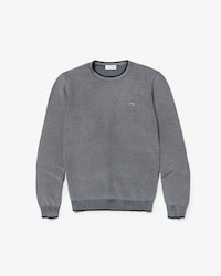 Men's Crew Neck Pinstriped Ottoman Cotton Sweater