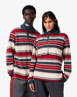 Runway Loose Fit Striped Piqu&eacute; Polo Shirt