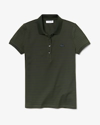 Women's Lacoste Slim Fit Striped Stretch Cotton Mini Piqu&eacute; Polo Shirt