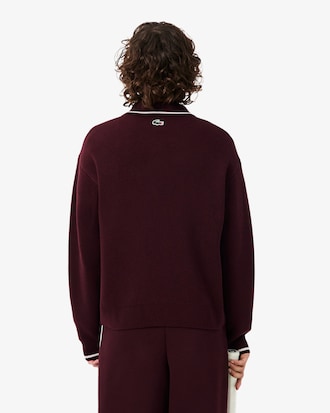 Badge Accent Tennis Heritage Zipped Polo Collar Sweater
