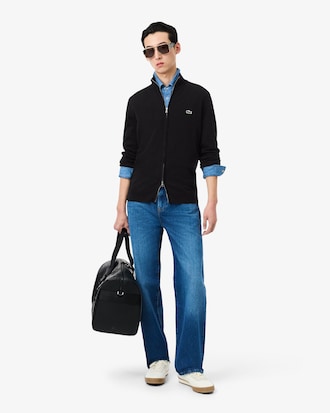 Zipped High Neck Cotton Sweater