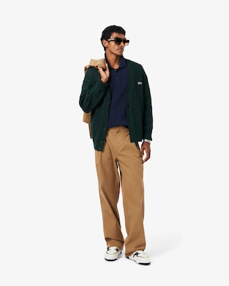 Classic Fit Cable Knit Cotton Polo Shirt