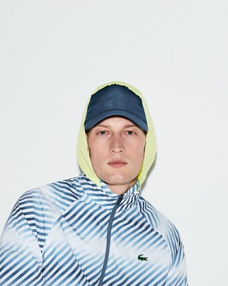 Men's Lacoste SPORT Contrast Hood Shaded Stripes Tennis Jacket