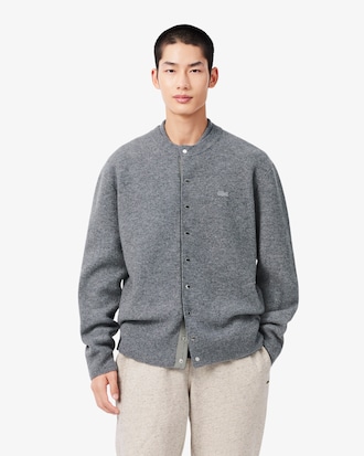Felted Wool Crew Neck Cardigan