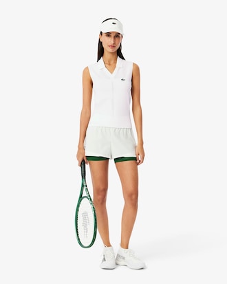 Sleeveless Stretch Knit Tennis Polo Shirt