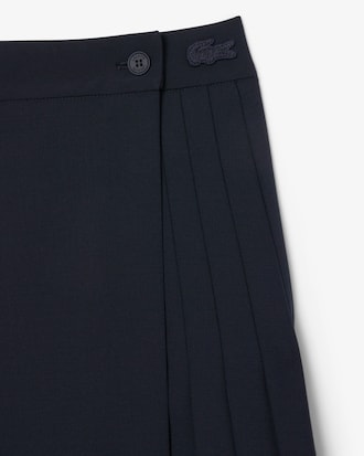 Pleated Wool Midi Wrap Skirt