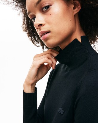 Women's Notched Turtleneck Wool Sweater