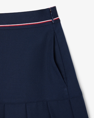 Short Pleated Wool Blend Skirt