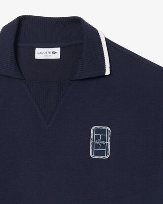 Loose Fit Embroidered Badge Piqu&eacute; Polo Shirt