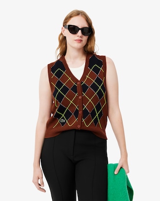 Jacquard Intarsia Cardigan Vest