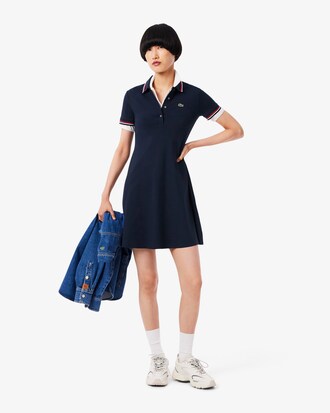 Stretch Polo Collar Skater Dress