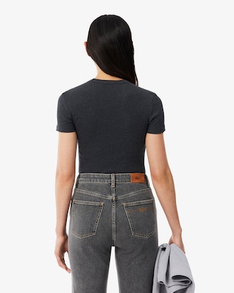 Slim Fit Ribbed Cotton T-shirt