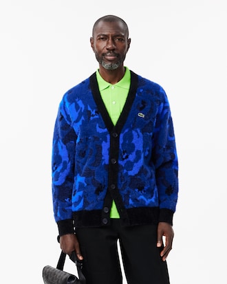 Relaxed Fit Intarsia Jacquard Cardigan
